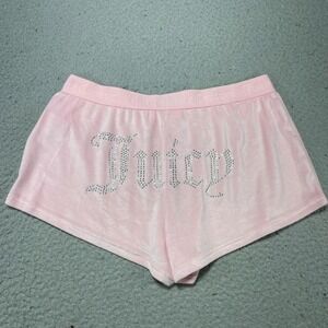 Juicy Couture Pink Velour Embellished Shorts Womens Bright Pink Womens Medium